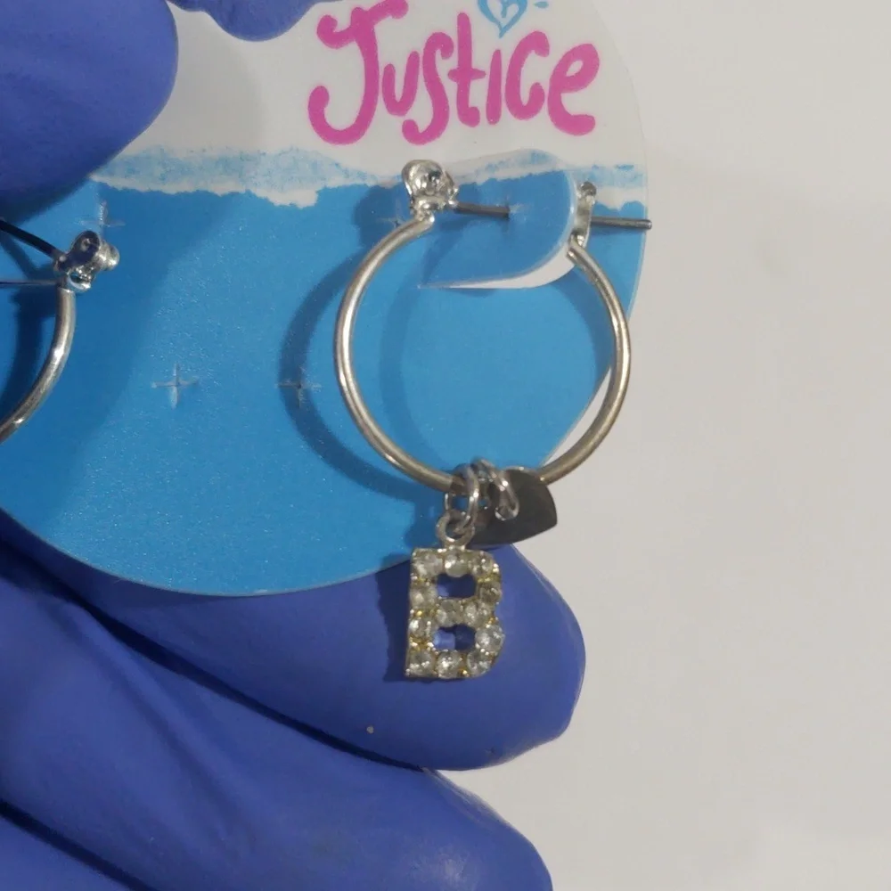 Justice Silver-tone Hoop Earrings Sparkling 